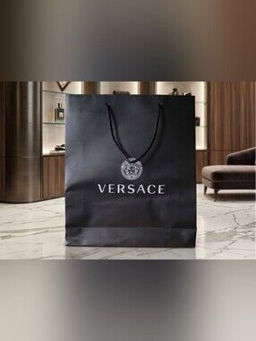 💗✨️ VERSACE Shopping Bag Black Silver Logo 💗✨️